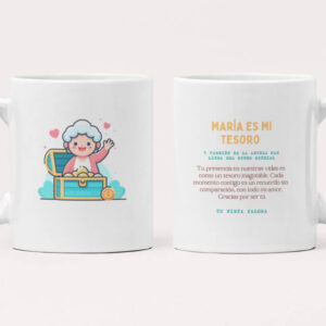 taza personalizada con mensaje María eres mi tesoro