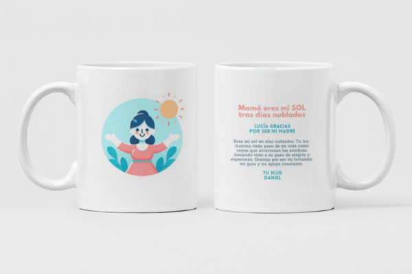 detalles para regalar a mamas que guian a sus hijos eres mi sol en dias nublados taza personalizada