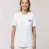 Camiseta orgánica blanca chica el control mental importa de frente
