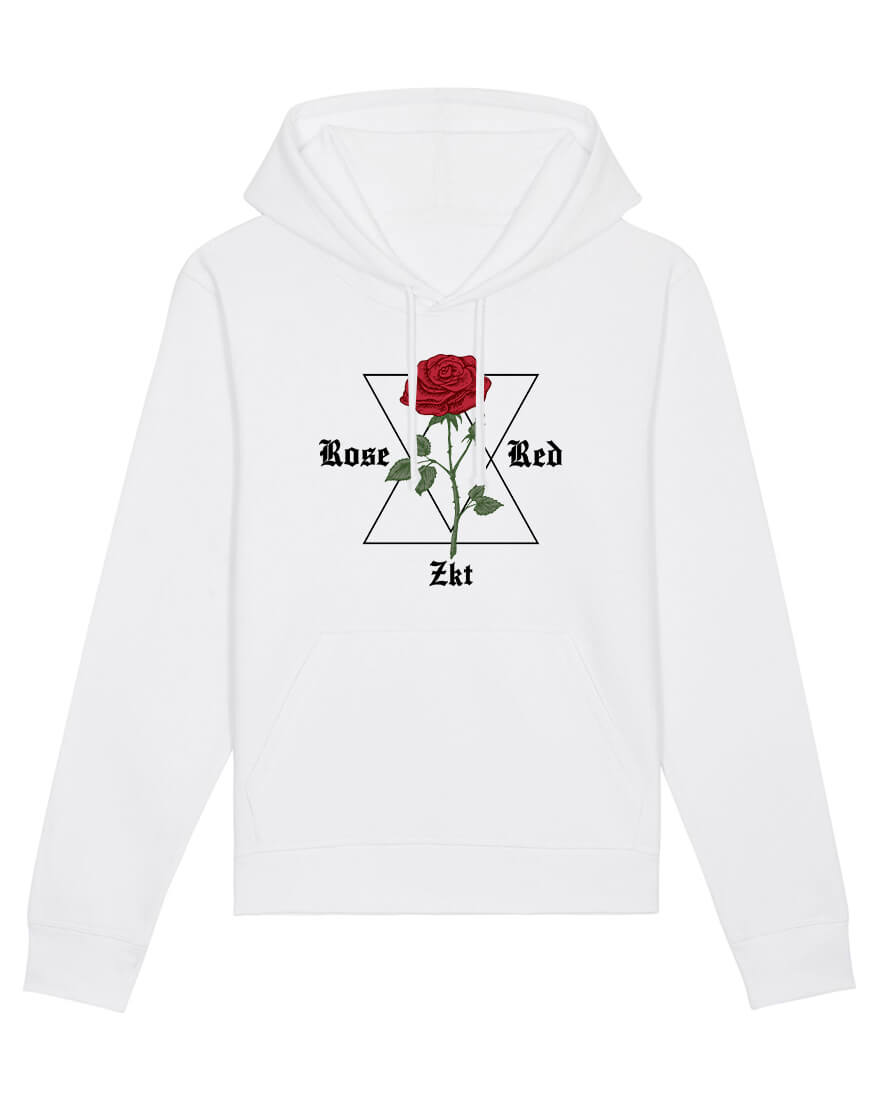 sudadera con capucha blanca red rose frente